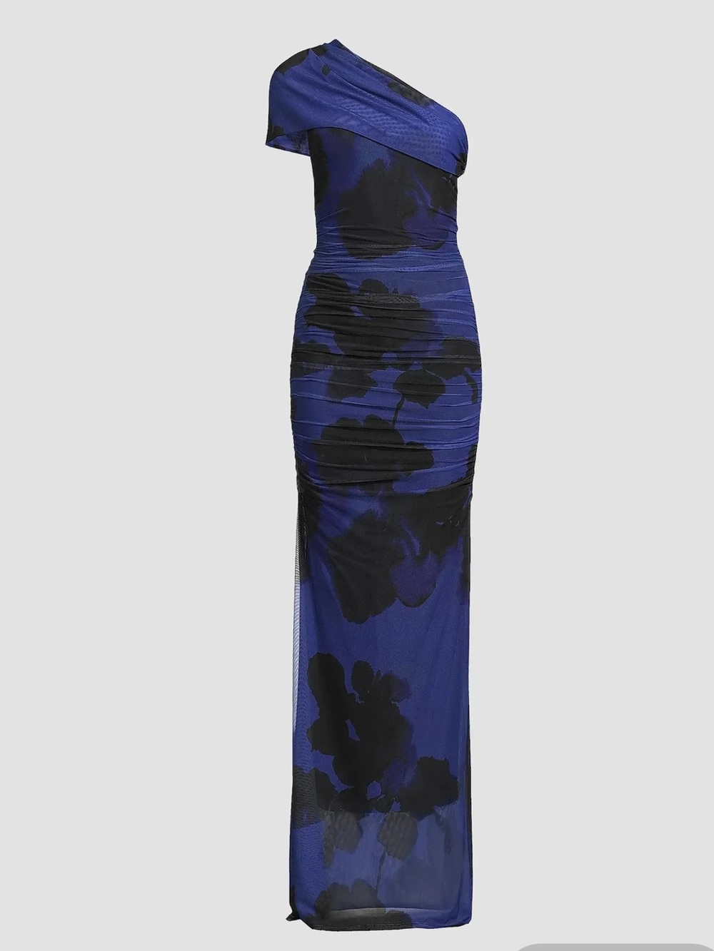 Black Halo $460 Rosario One Shoulder Mesh Maxi